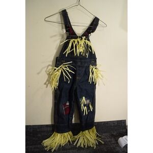 OshKosh B'Gosh 24M 2T Denim Overall Bibs Vestbak Scarecrow Halloween Costume Y2K